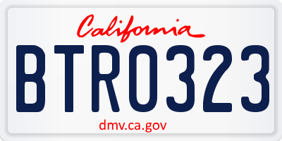 CA license plate BTR0323