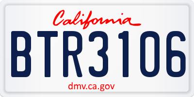 CA license plate BTR3106