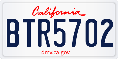 CA license plate BTR5702