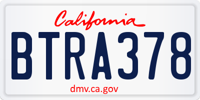 CA license plate BTRA378