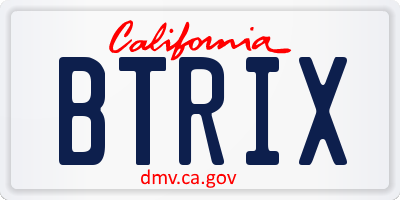 CA license plate BTRIX