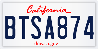 CA license plate BTSA874