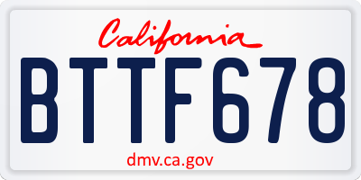 CA license plate BTTF678