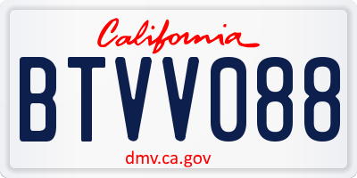 CA license plate BTVV088