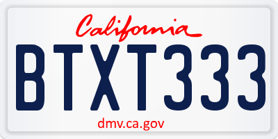 CA license plate BTXT333