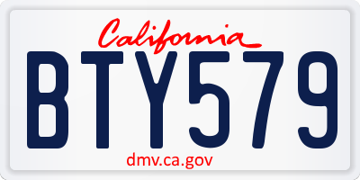 CA license plate BTY579