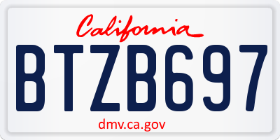 CA license plate BTZB697