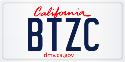 CA license plate BTZC