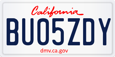 CA license plate BU05ZDY