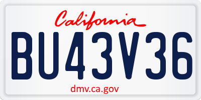 CA license plate BU43V36