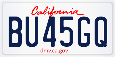 CA license plate BU45GQ