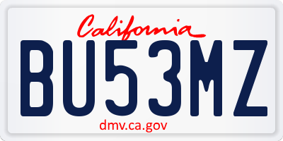 CA license plate BU53MZ