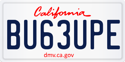 CA license plate BU63UPE