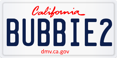 CA license plate BUBBIE2