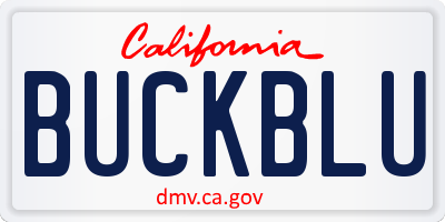 CA license plate BUCKBLU