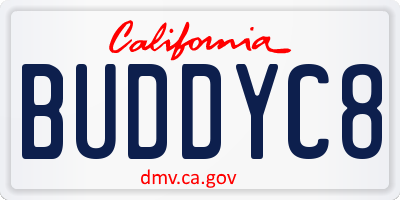 CA license plate BUDDYC8