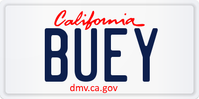 CA license plate BUEY