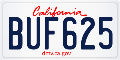 CA license plate BUF625