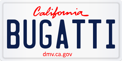 CA license plate BUGATTI