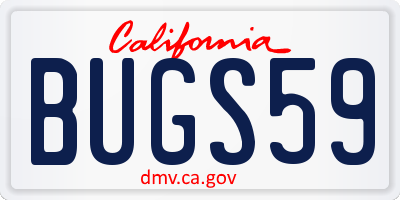 CA license plate BUGS59