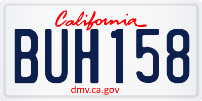 CA license plate BUH158