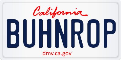 CA license plate BUHNR0P