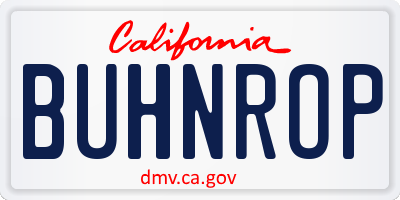 CA license plate BUHNROP