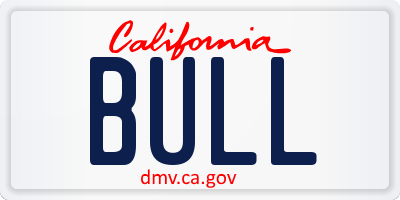 CA license plate BULL