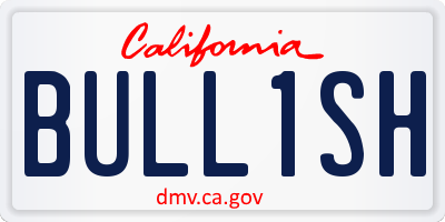 CA license plate BULL1SH