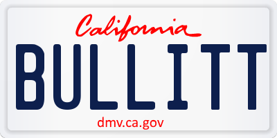 CA license plate BULLITT