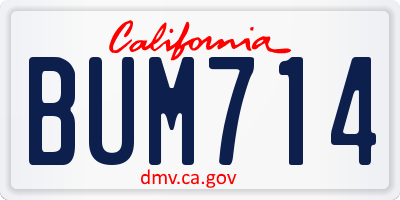 CA license plate BUM714