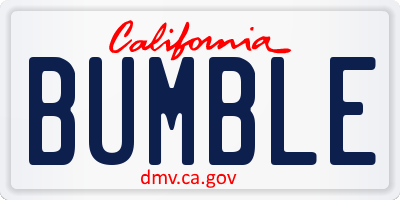 CA license plate BUMBLE