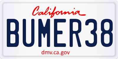 CA license plate BUMER38