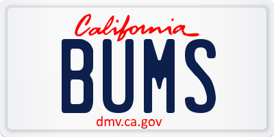 CA license plate BUMS