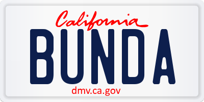 CA license plate BUNDA