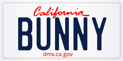 CA license plate BUNNY