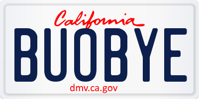 CA license plate BUOBYE