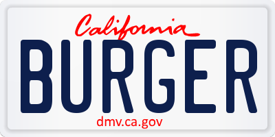 CA license plate BURGER