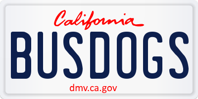 CA license plate BUSDOGS