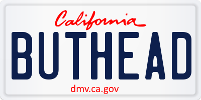 CA license plate BUTHEAD