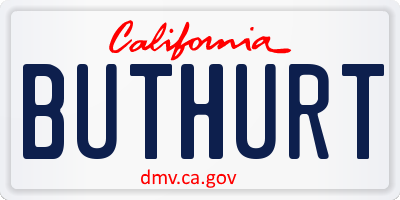 CA license plate BUTHURT