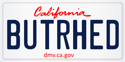 CA license plate BUTRHED