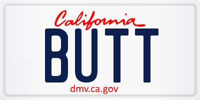 CA license plate BUTT