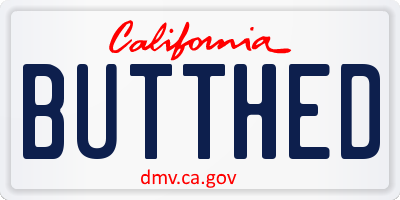 CA license plate BUTTHED