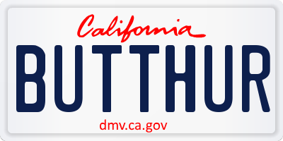 CA license plate BUTTHUR