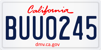 CA license plate BUU0245