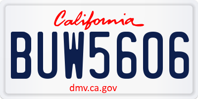 CA license plate BUW5606