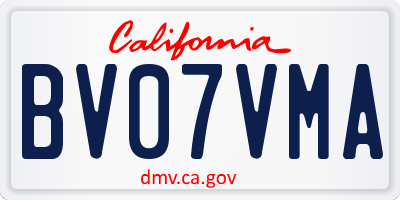 CA license plate BV07VMA