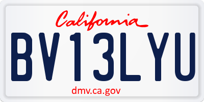 CA license plate BV13LYU