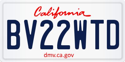 CA license plate BV22WTD